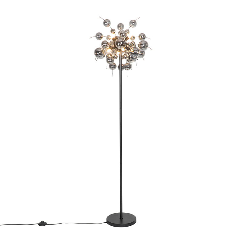 QAZQA Design vloerlamp met smoke glas 8-lichts - Explode - Zwart