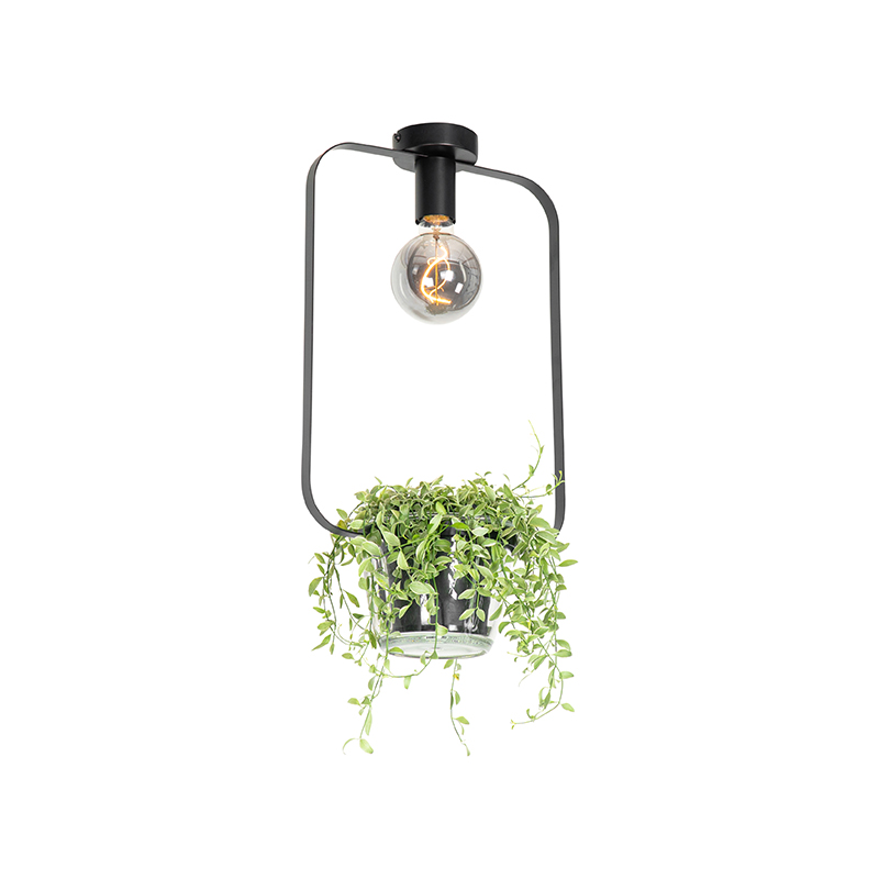 QAZQA Moderne plafondlamp met glas rechthoekig - Roslini - Zwart