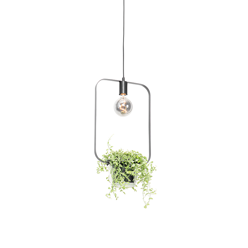 QAZQA Moderne hanglamp met glas rechthoekig - Roslini - Zwart