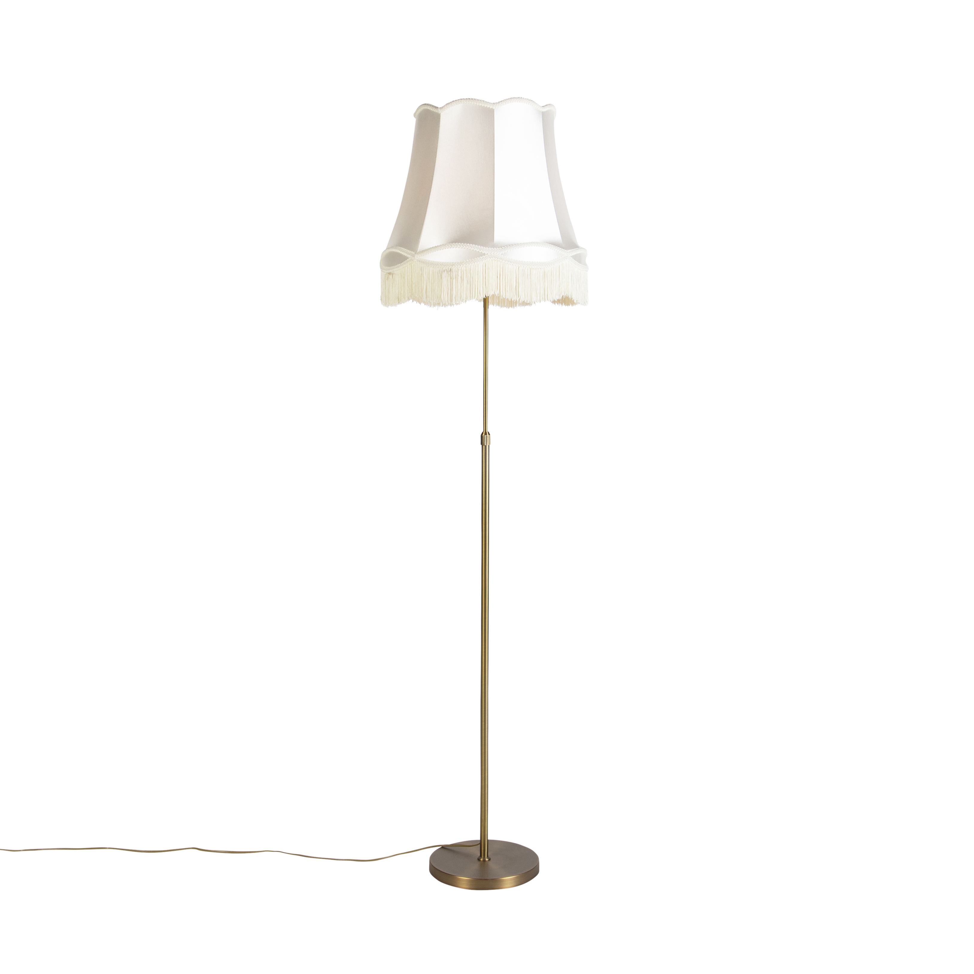 QAZQA Vloerlamp brons met Granny kap crème 45 cm verstelbaar - Parte
