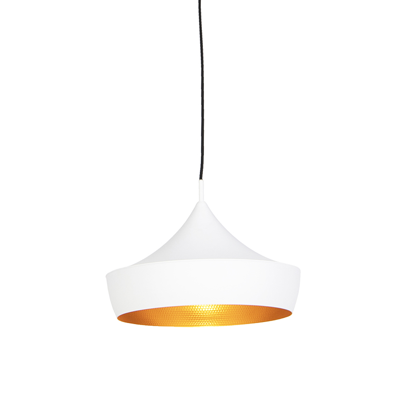 QAZQA Scandinavische hanglamp wit met goud - Depeche-Paul