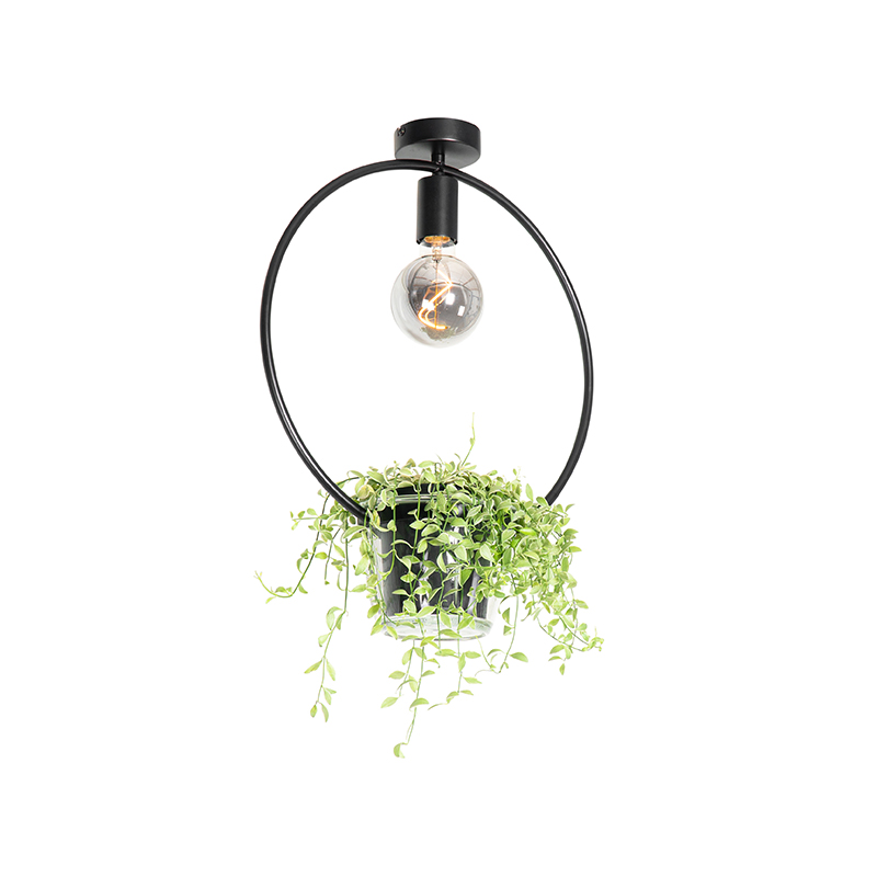 QAZQA Moderne plafondlamp met glas rond - Roslini - Zwart