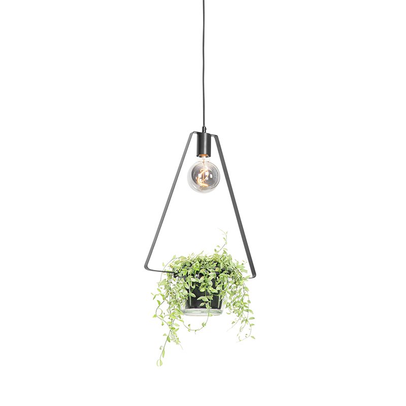 QAZQA Moderne hanglamp met glas driehoekig - Roslini - Zwart
