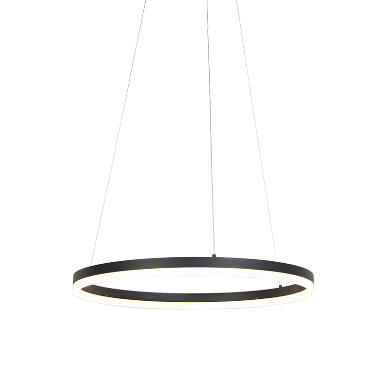 QAZQA Design hanglamp 60 cm incl. LED 3-staps dimbaar - Anello - Zwart