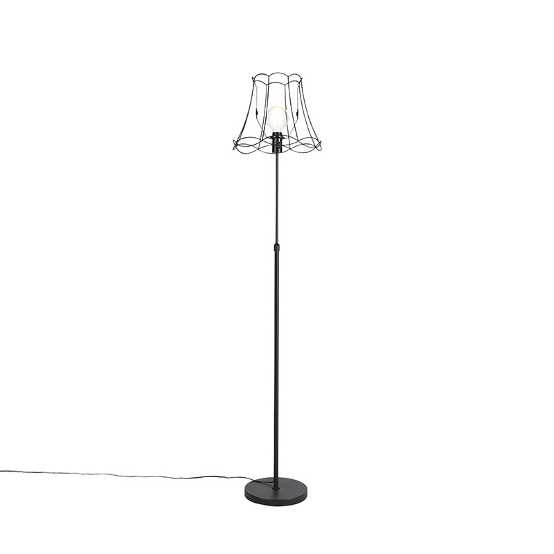 QAZQA Vloerlamp met Granny Frame 35 cm verstelbaar - Parte - Zwart