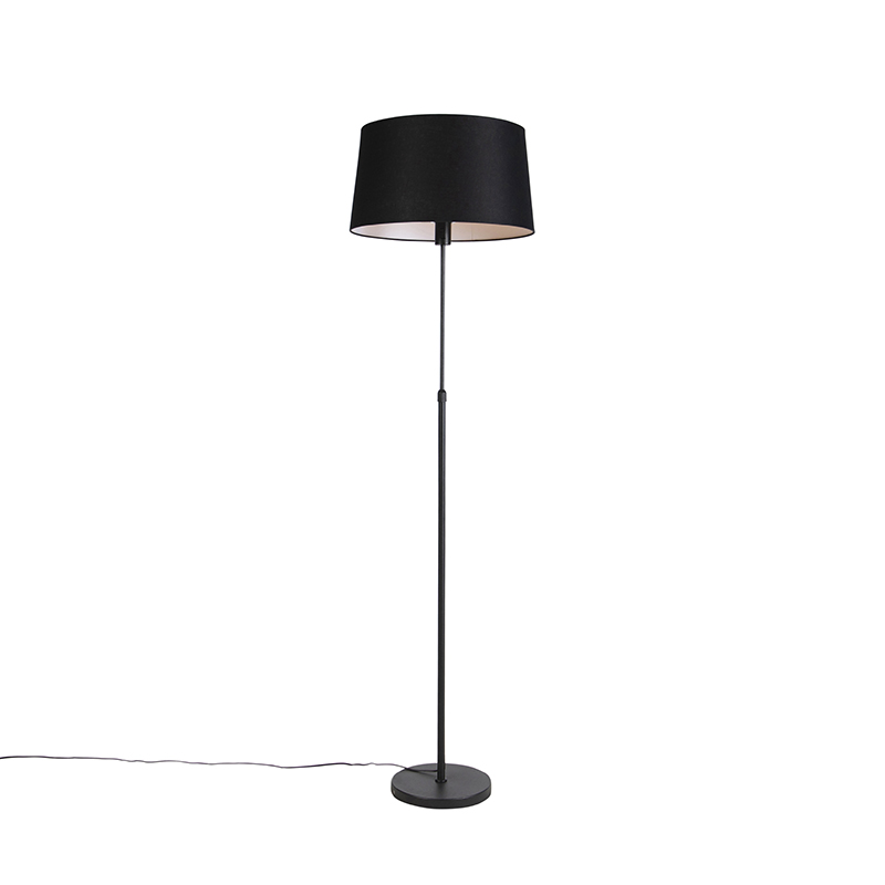 QAZQA Vloerlamp mete linnen kap 45cm verstelbaar - Parte - Zwart