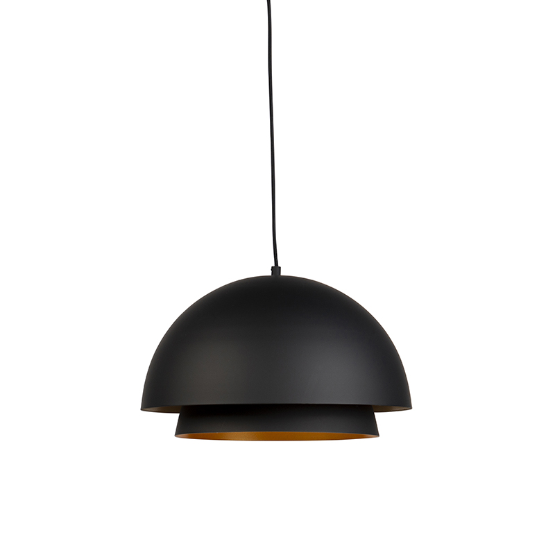 QAZQA Scandinavische hanglamp met goud 2-laags - Claudius - Zwart