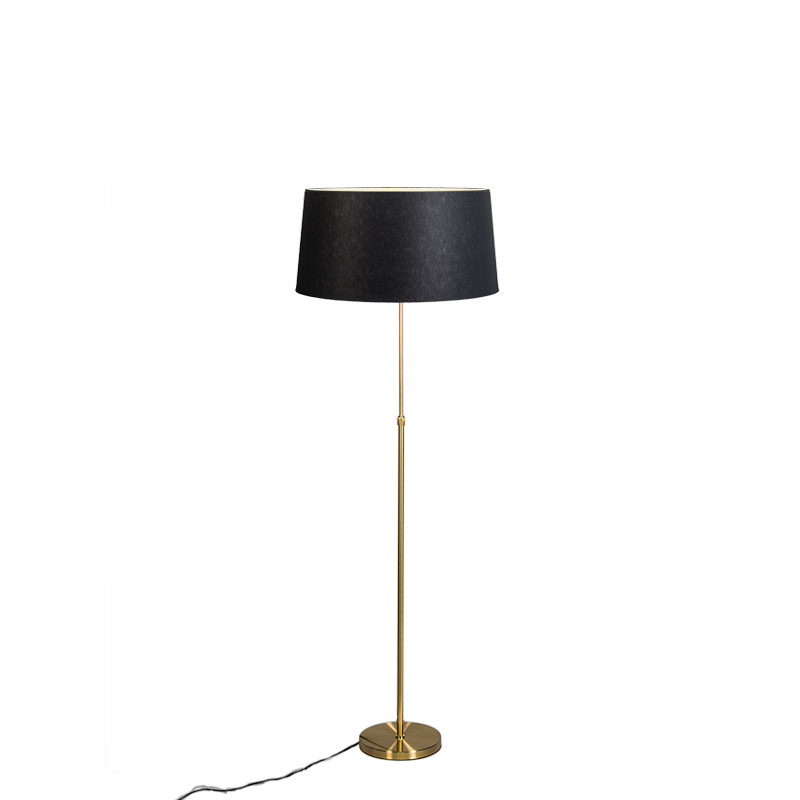 QAZQA Vloerlamp goud/messing met kap 45 cm verstelbaar - Parte - Zwart