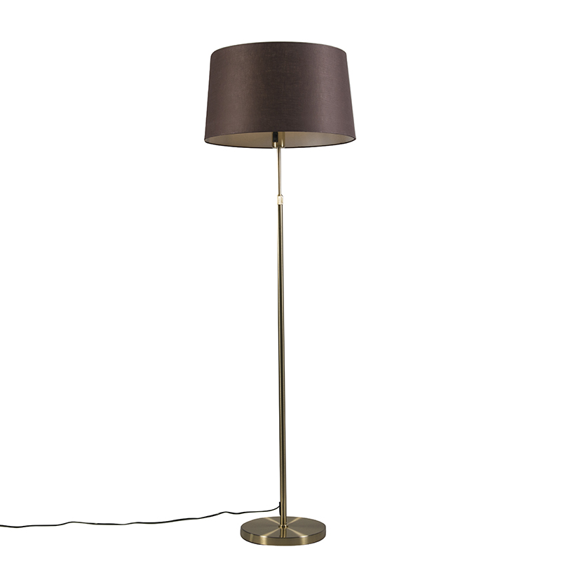 QAZQA Vloerlamp goud/messing met kap bruin 45 cm verstelbaar - Parte