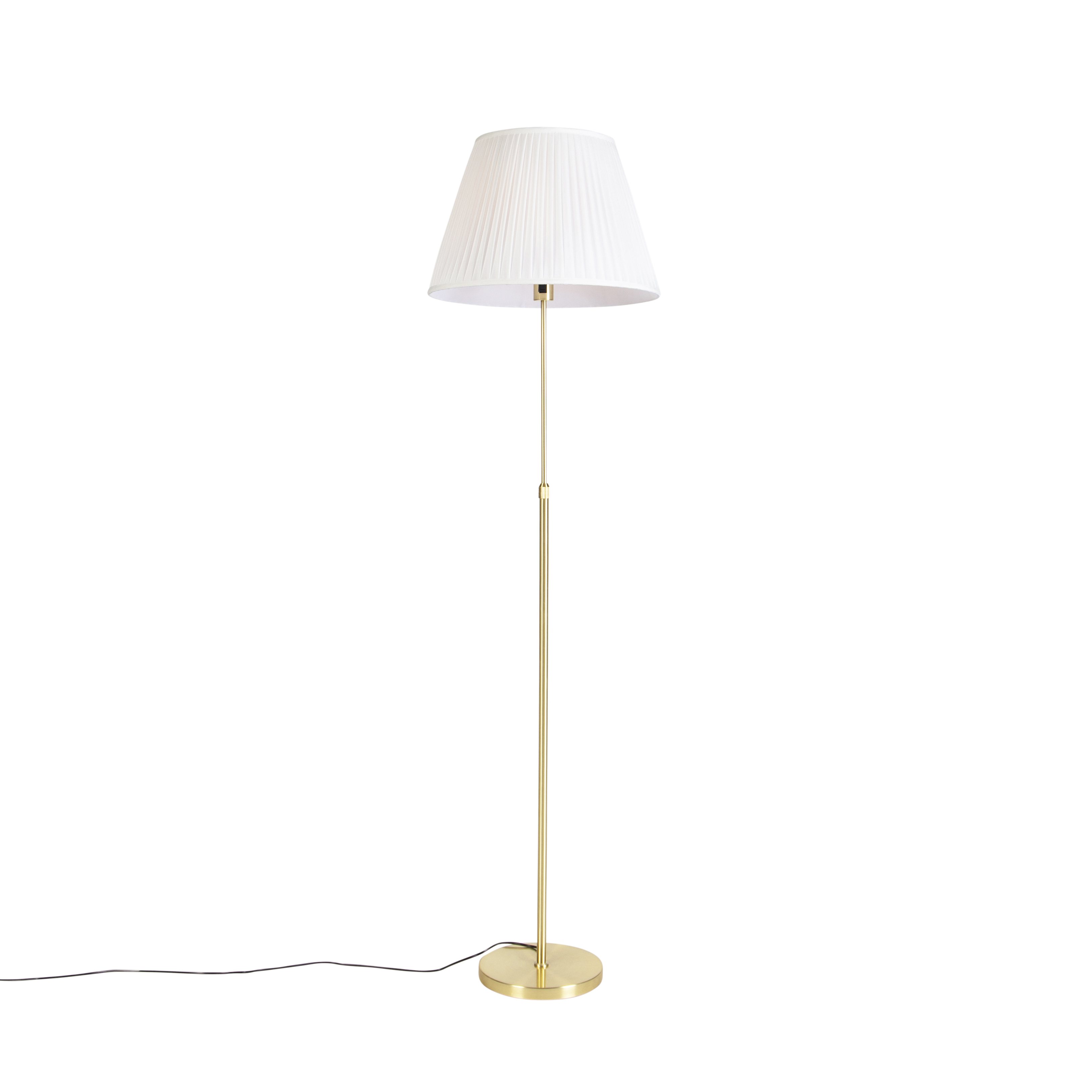 QAZQA Vloerlamp goud/messing met plisse kap crème 45 cm - Parte
