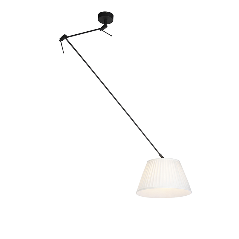 QAZQA Hanglamp met plisse kap 35cm crème - Blitz - Zwart