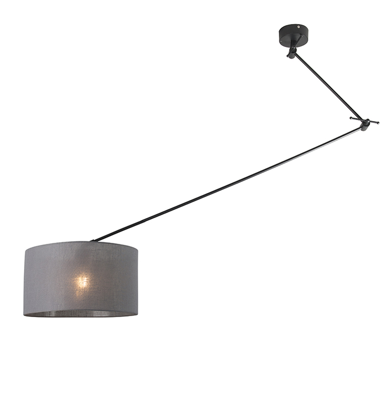 QAZQA Hanglamp zwart met kap 35 cm donker verstelbaar - Blitz - Grijs