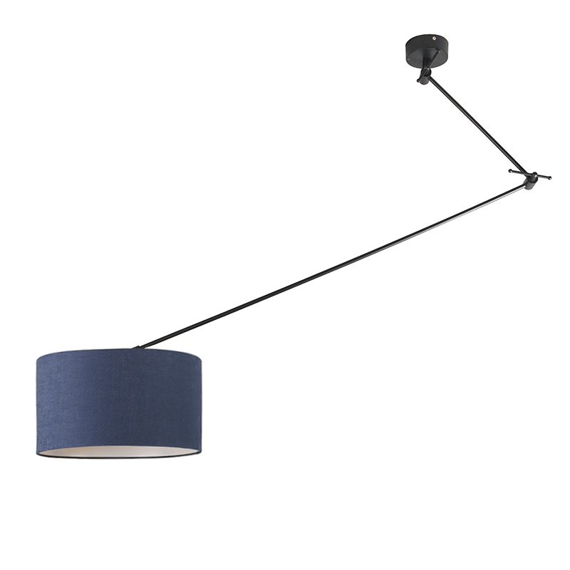 QAZQA Hanglamp zwart met kap 35 cm verstelbaar - Blitz - Blauw