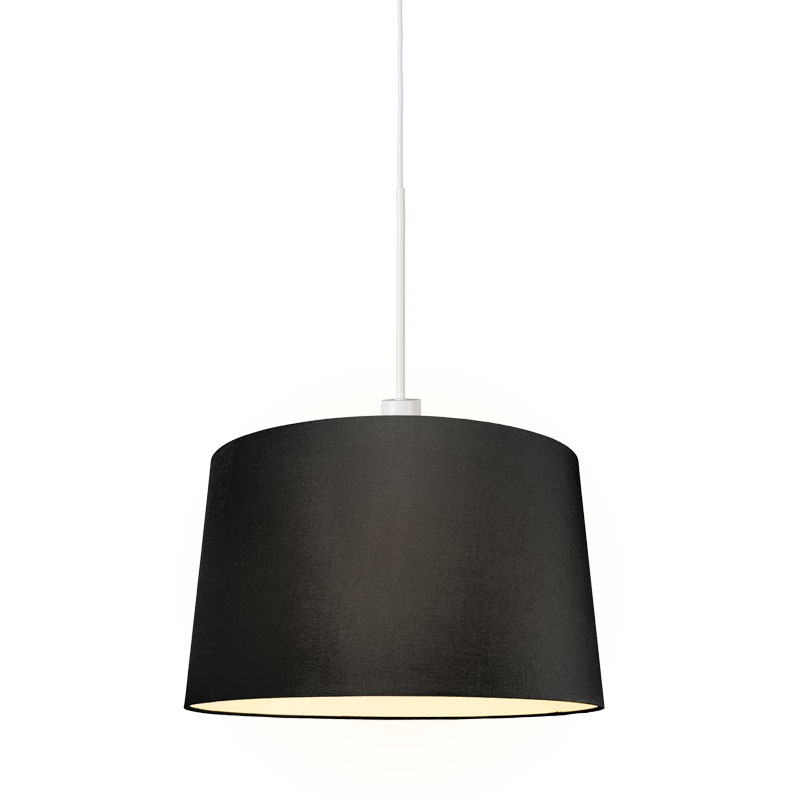 QAZQA Moderne hanglamp wit met kap 45 cm - Combi 1 - Zwart