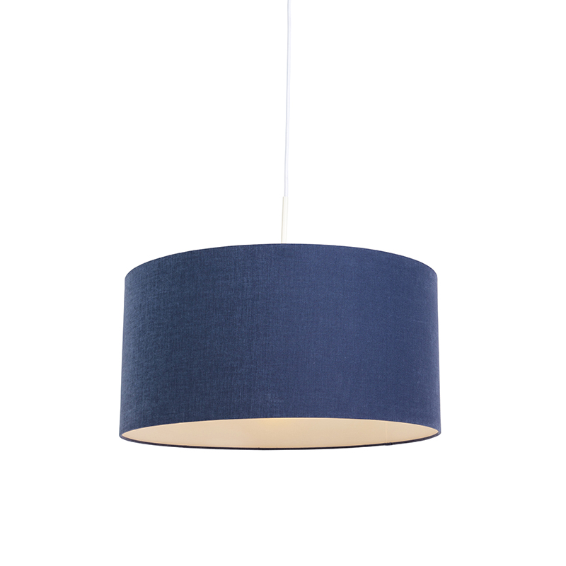 QAZQA Moderne hanglamp wit met antieke kap 50 cm - Combi 1 - Blauw