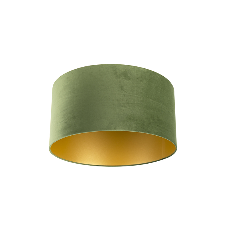 QAZQA Velours lampenkap 50/50/25 met gouden binnenkant - Groen