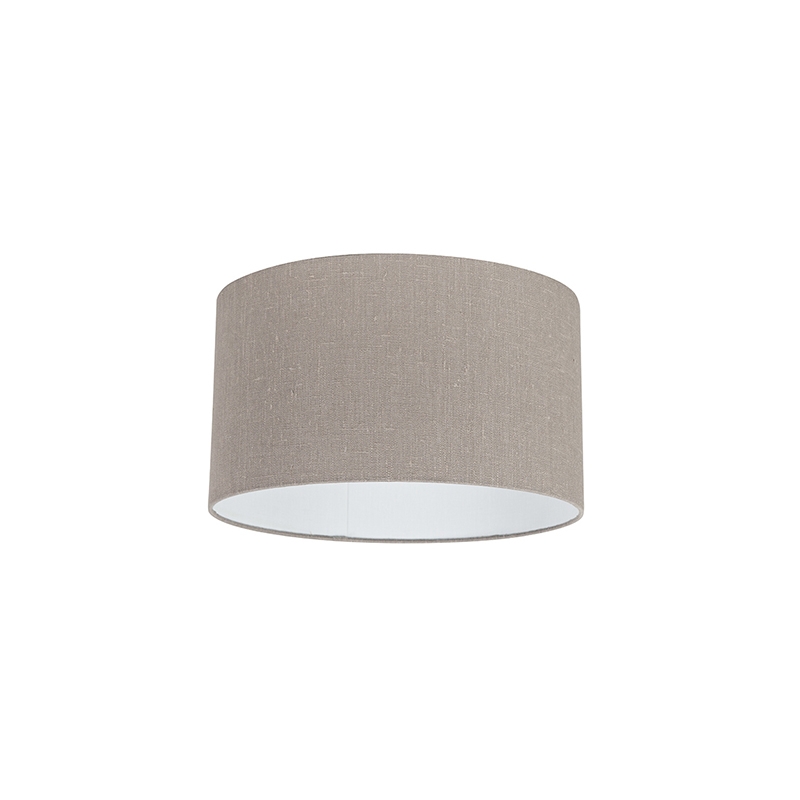 QAZQA Katoenen lampenkap taupe met witte binnenkant 35/35/20