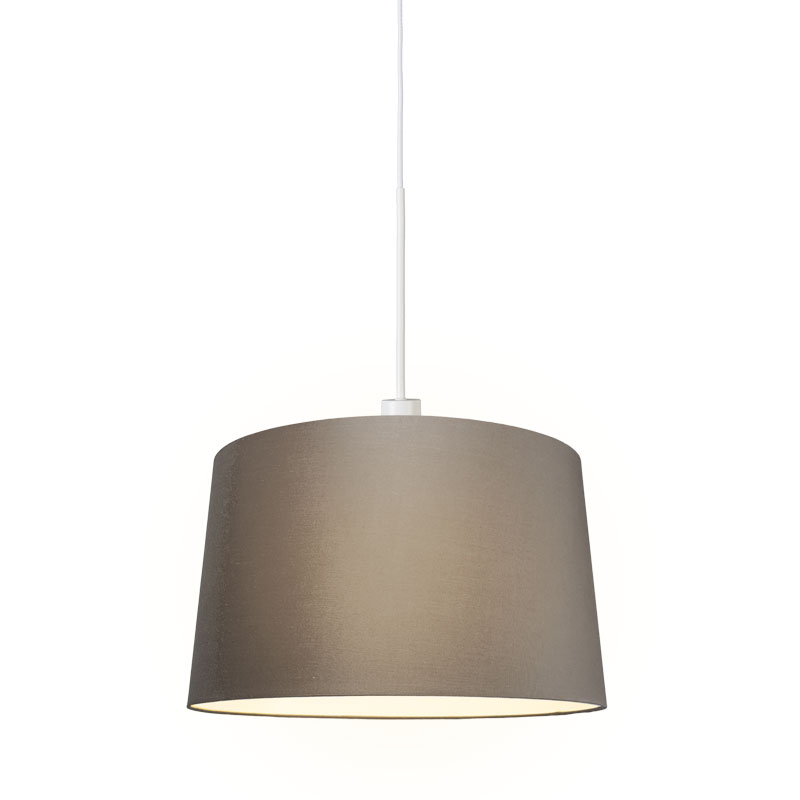 QAZQA Moderne hanglamp wit met kap 45 cm taupe - Combi 1