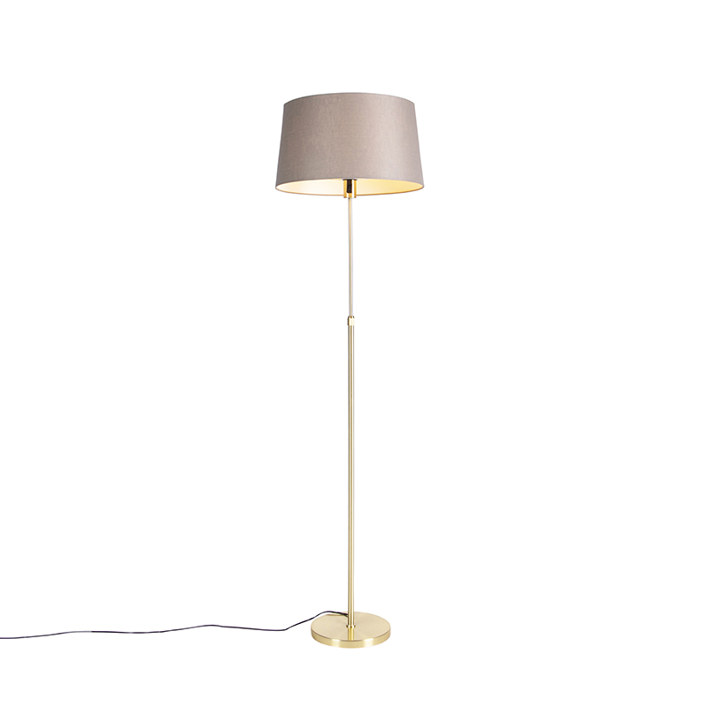 QAZQA Vloerlamp goud/messing met linnen kap taupe 45 cm - Parte