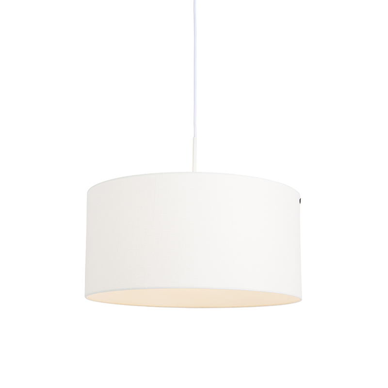 QAZQA Moderne hanglamp wit met witte kap 50 cm - Combi 1