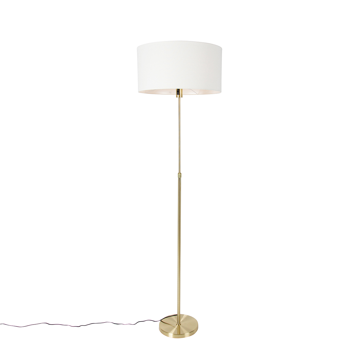 QAZQA Vloerlamp verstelbaar goud met kap wit 50 cm - Parte