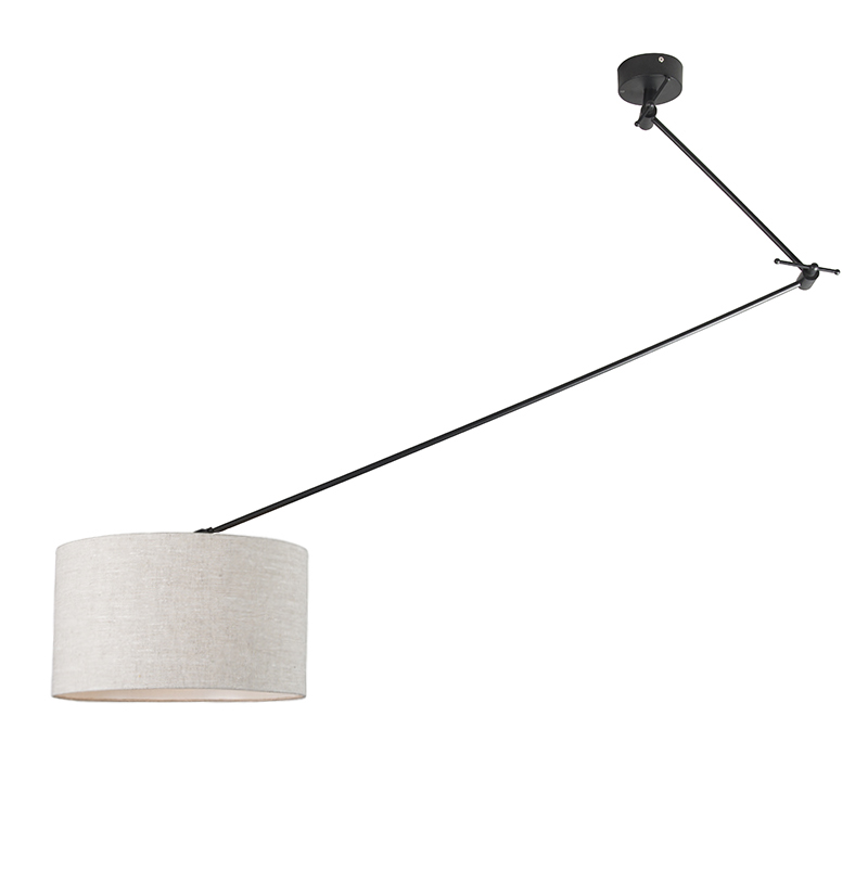 QAZQA Hanglamp zwart met kap 35 cm licht verstelbaar - Blitz - Grijs