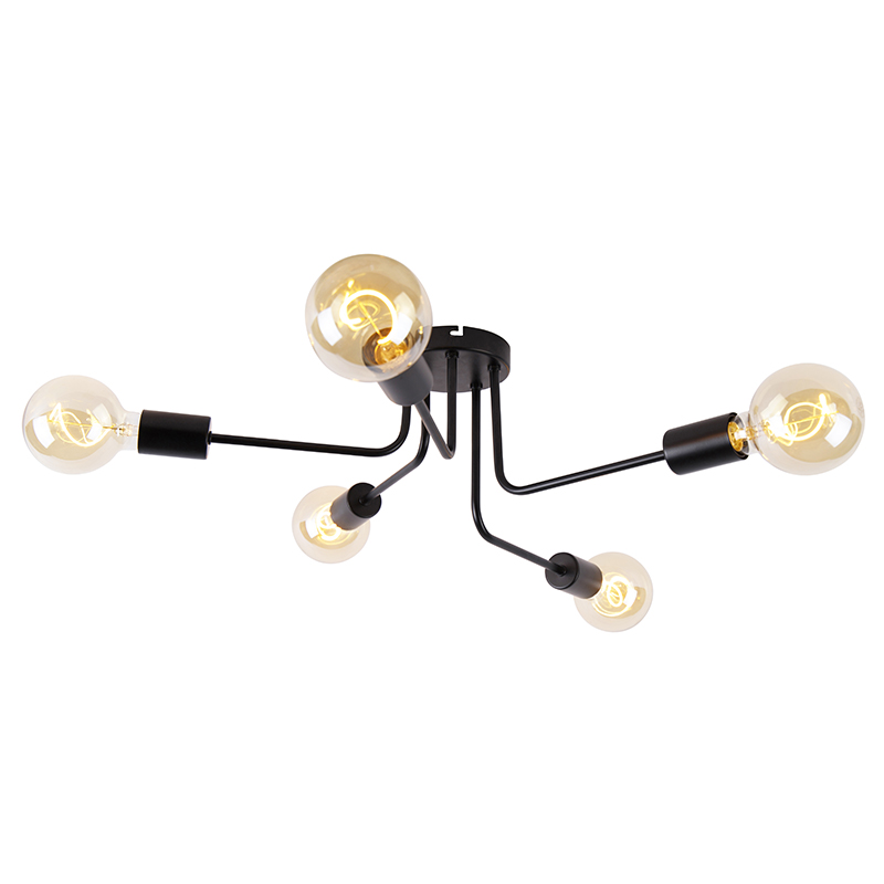 QAZQA Design plafondlamp 5-lichts - Facile - Zwart