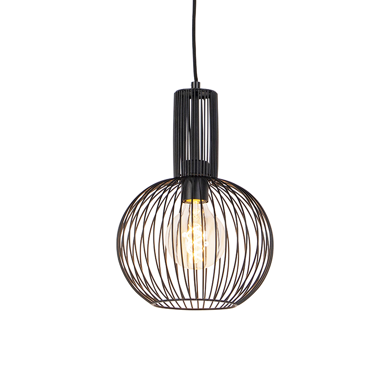 QAZQA Design hanglamp - Wire Whisk - Zwart