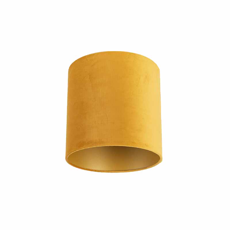 QAZQA Velours lampenkap 25/25/25 met gouden binnenkant - Geel