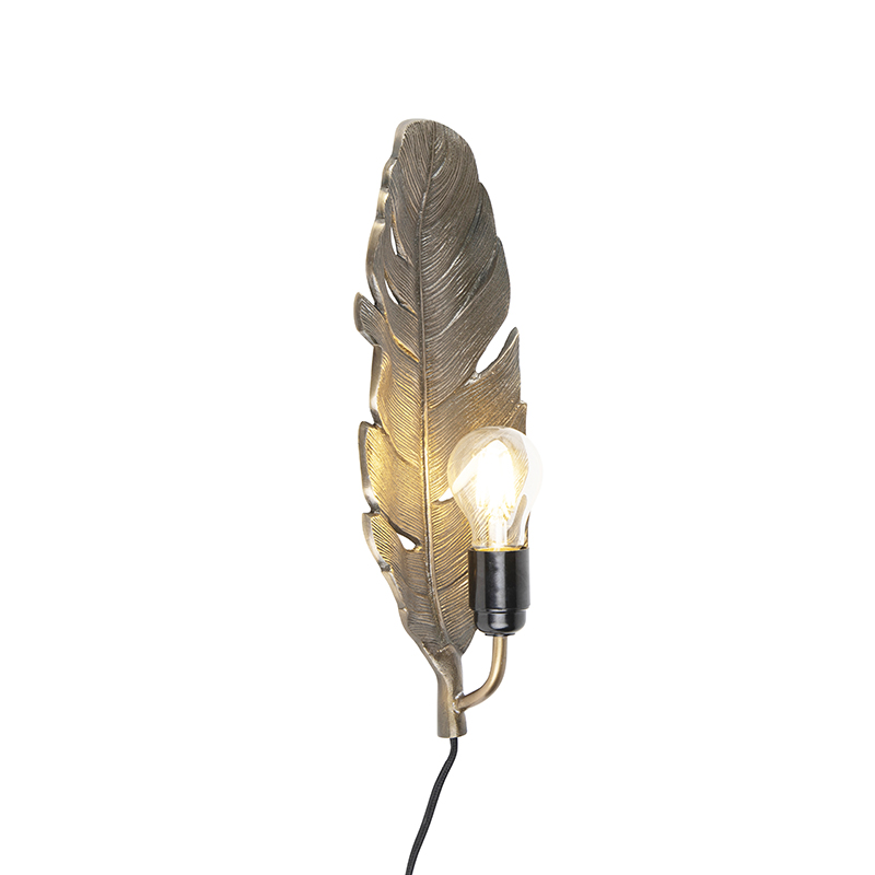 QAZQA Art Deco wandlamp brons - Leaf