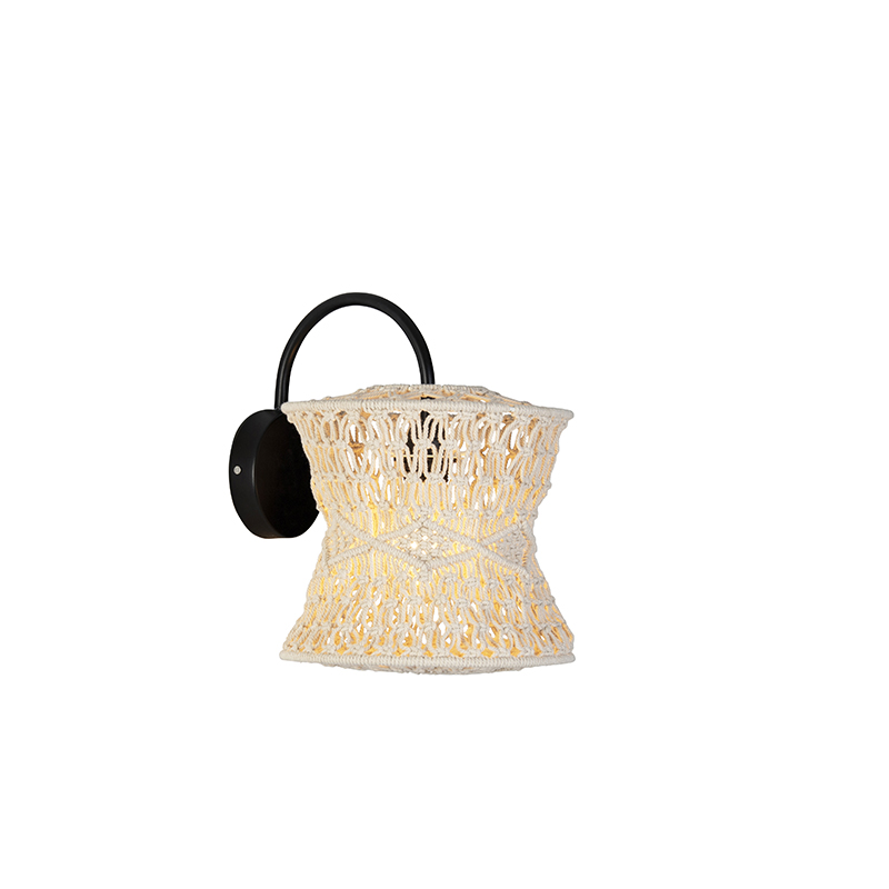 QAZQA Oosterse wandlamp macramé 25 cm - Leonard