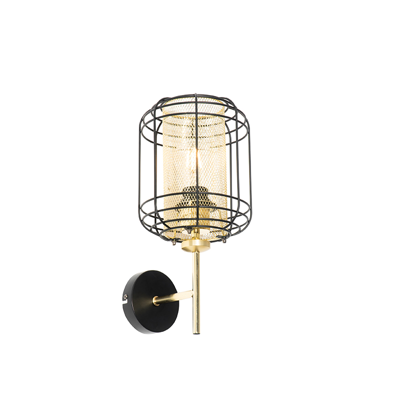 QAZQA Design wandlamp met goud - Gaze Up - Zwart