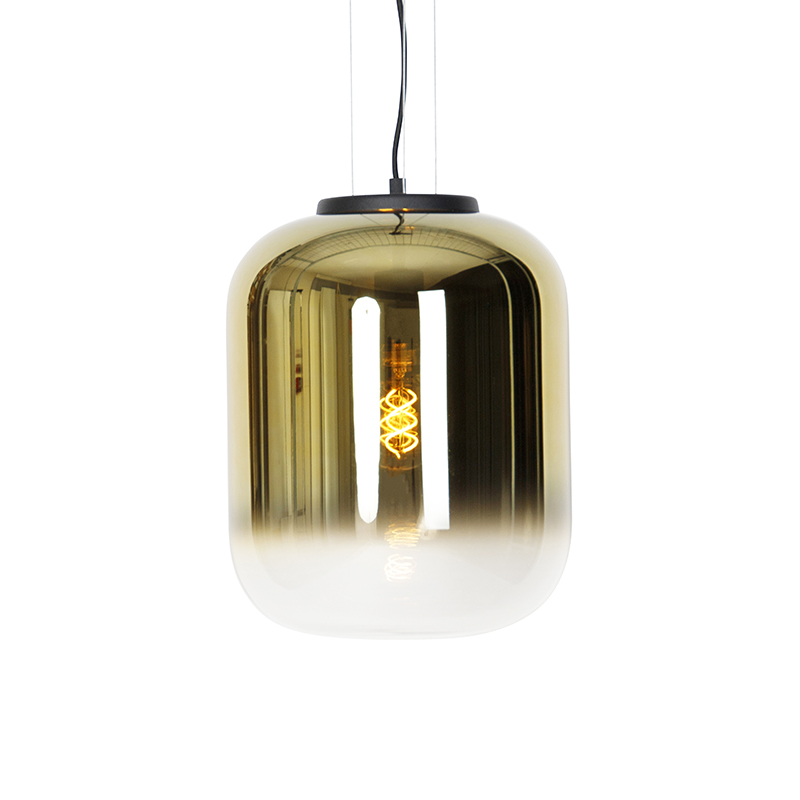 QAZQA Design hanglamp zwart met goud glas - Bliss