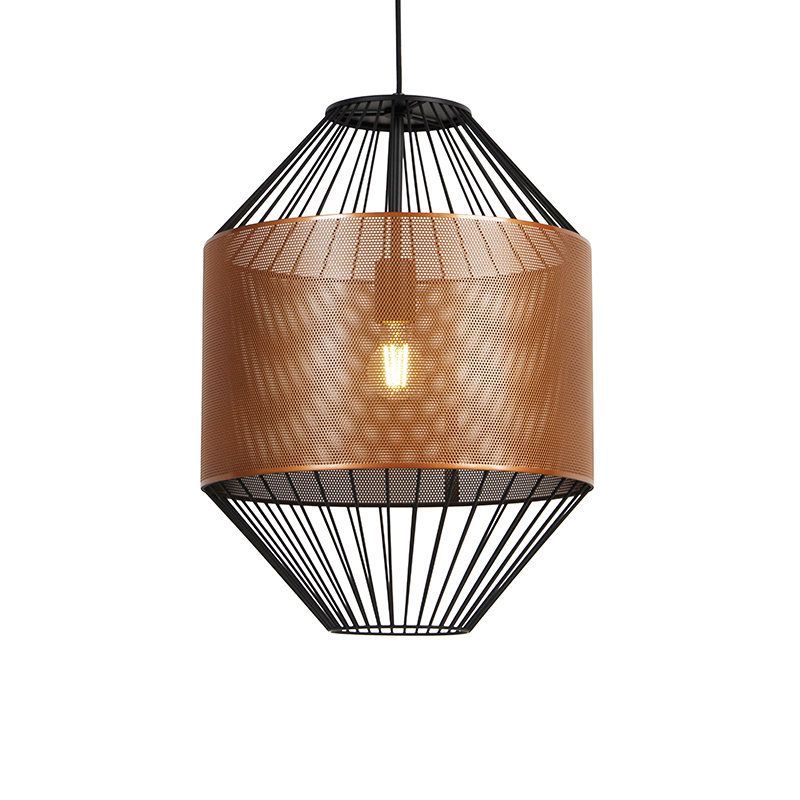 QAZQA Design hanglamp koper met zwart 40 cm - Mariska