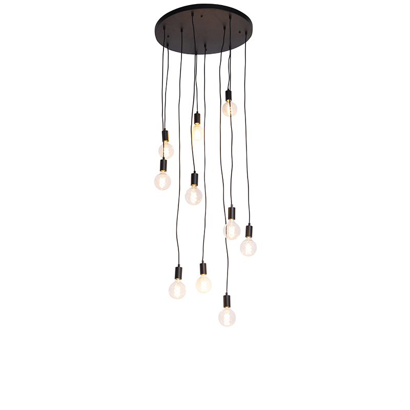 QAZQA Moderne hanglamp 60 cm 10-lichts - Facil - Zwart