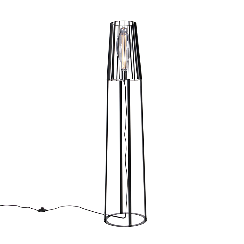 QAZQA Moderne vloerlamp - Wieza - Zwart