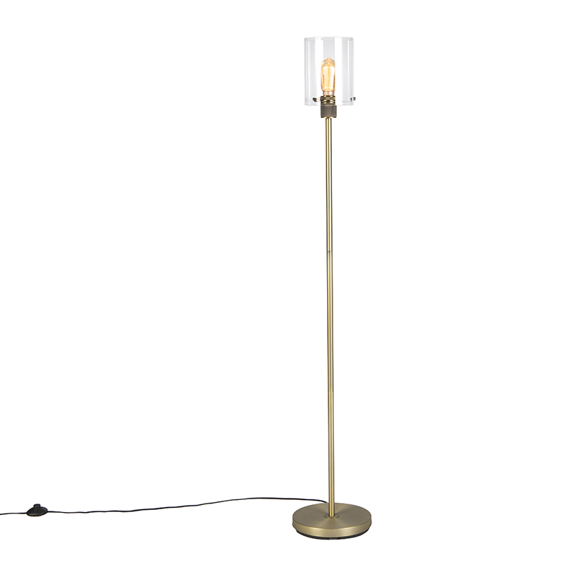 QAZQA Moderne vloerlamp brons met glas - Dome