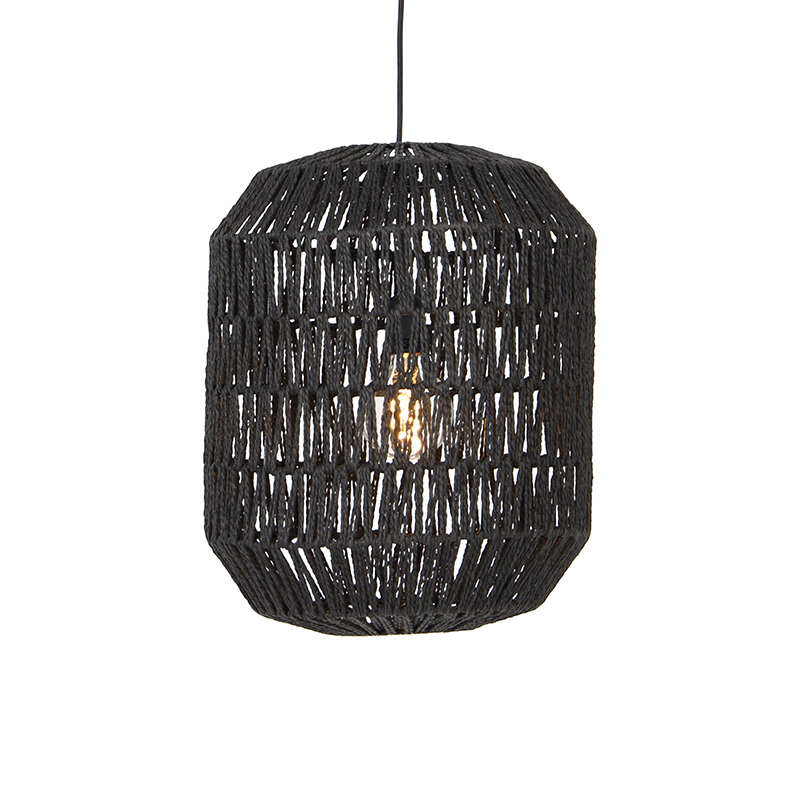 QAZQA Retro hanglamp 40 cm - Lina Hive - Zwart