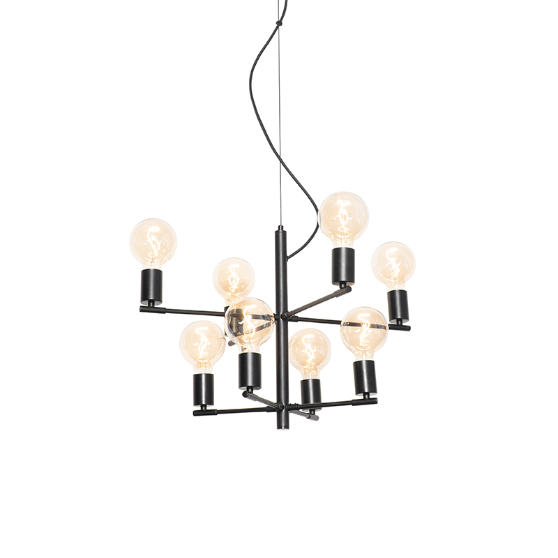 QAZQA Moderne hanglamp 8-lichts - Osprey - Zwart