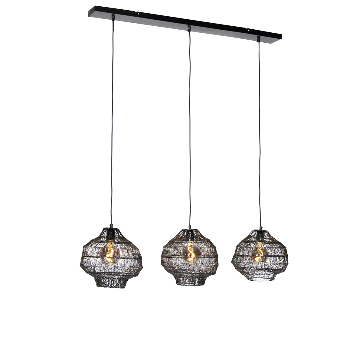 QAZQA Oosterse hanglamp langwerpig 3-lichts - Vadi - Zwart