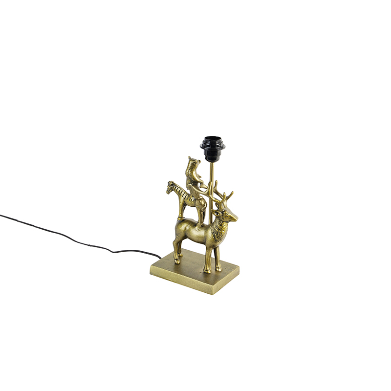 QAZQA Vintage tafellamp messing zonder kap - Animal Hjort Tre