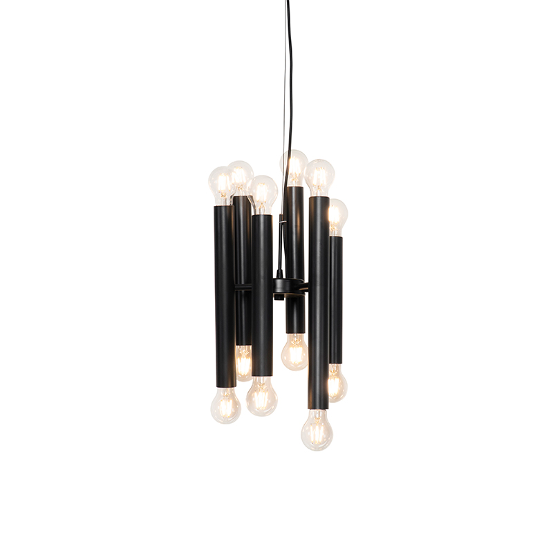 QAZQA Art deco hanglamp 12-lichts - Tubi - Zwart