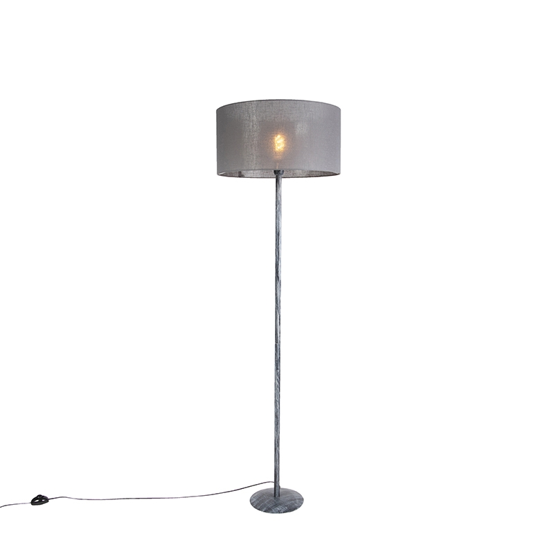 QAZQA Vloerlamp met grijze kap 50 cm - Simplo - Grijs