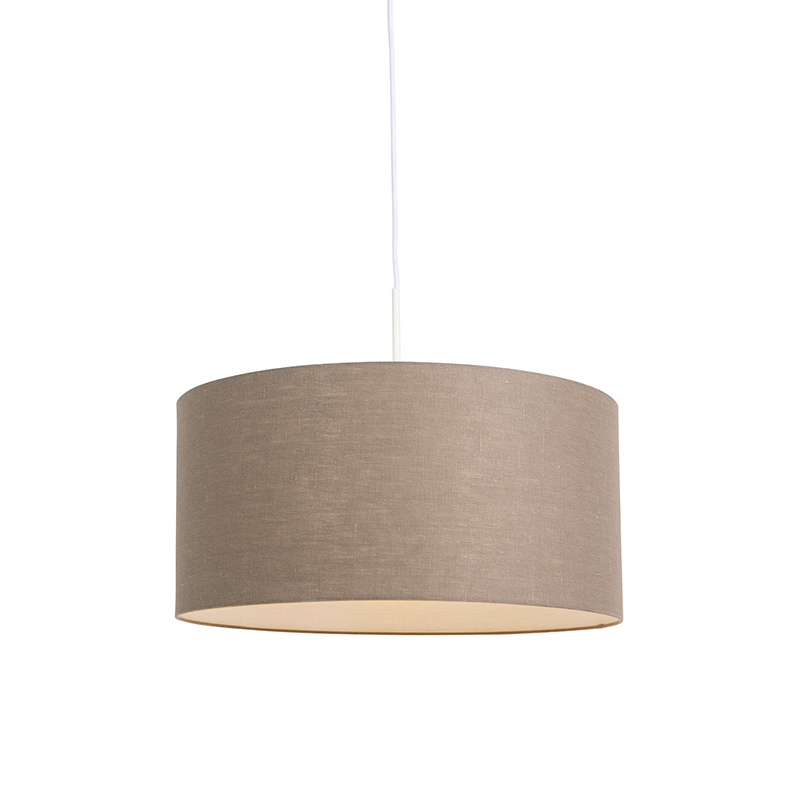 QAZQA Landelijke hanglamp wit mete kap 50 cm - Combi 1 - Bruin