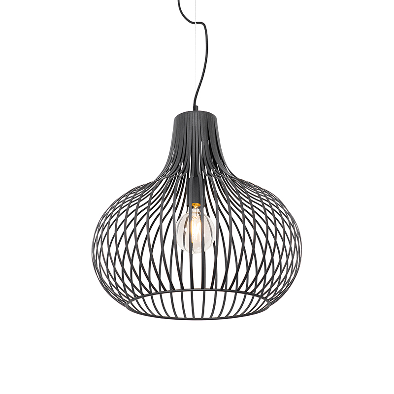 QAZQA Moderne hanglamp 48 cm - Saffira - Zwart
