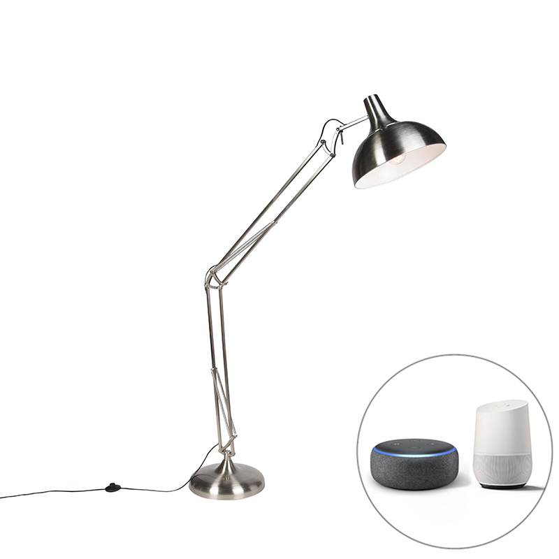 QAZQA Smart vloerlamp staal incl. Wifi A60 - Hobby