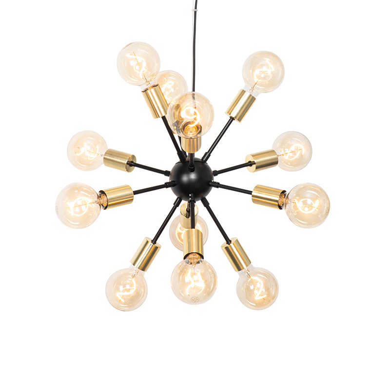 QAZQA Design hanglamp met goud 12-lichts - Juul - Zwart