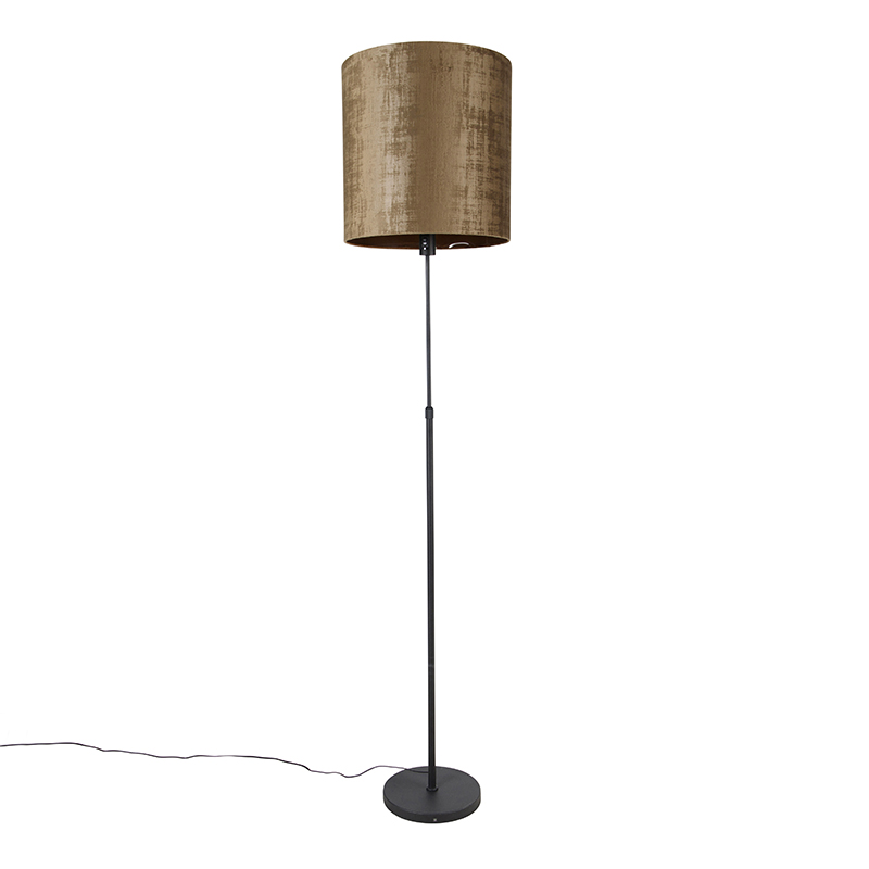 QAZQA Vloerlamp zwart kap 40 cm verstelbaar - Parte - Bruin