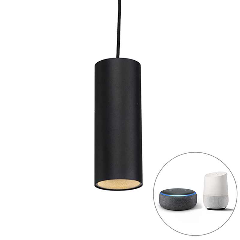 QAZQA Smart hanglamp incl. WiFi GU10 - Tubo - Zwart