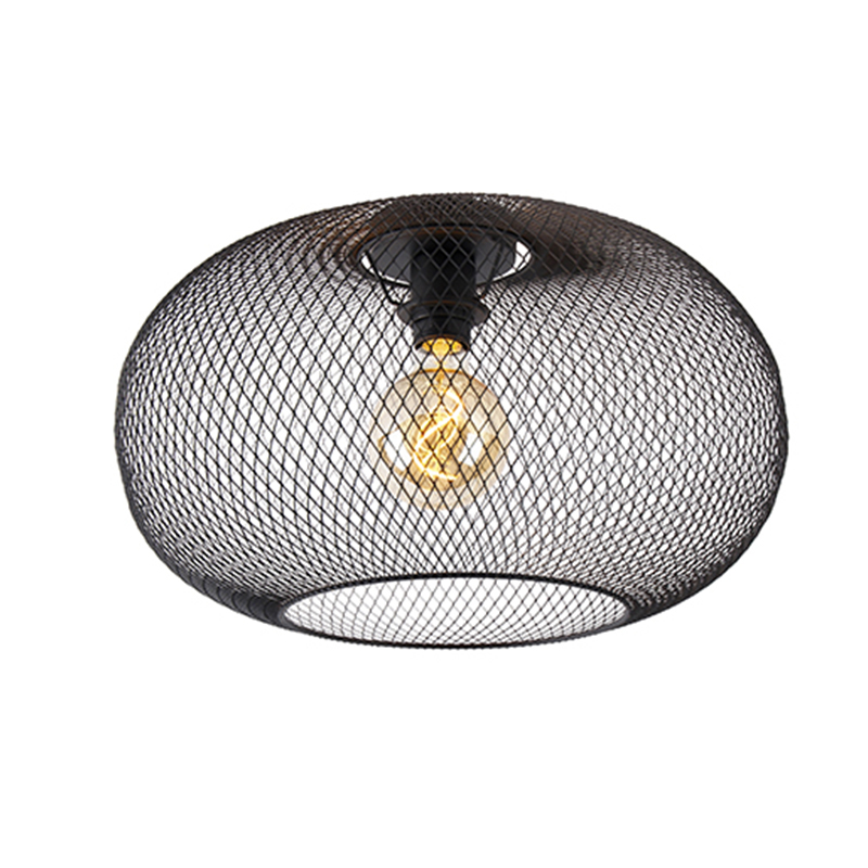 QAZQA Moderne plafondlamp 45 cm - Mesh Ball - Zwart
